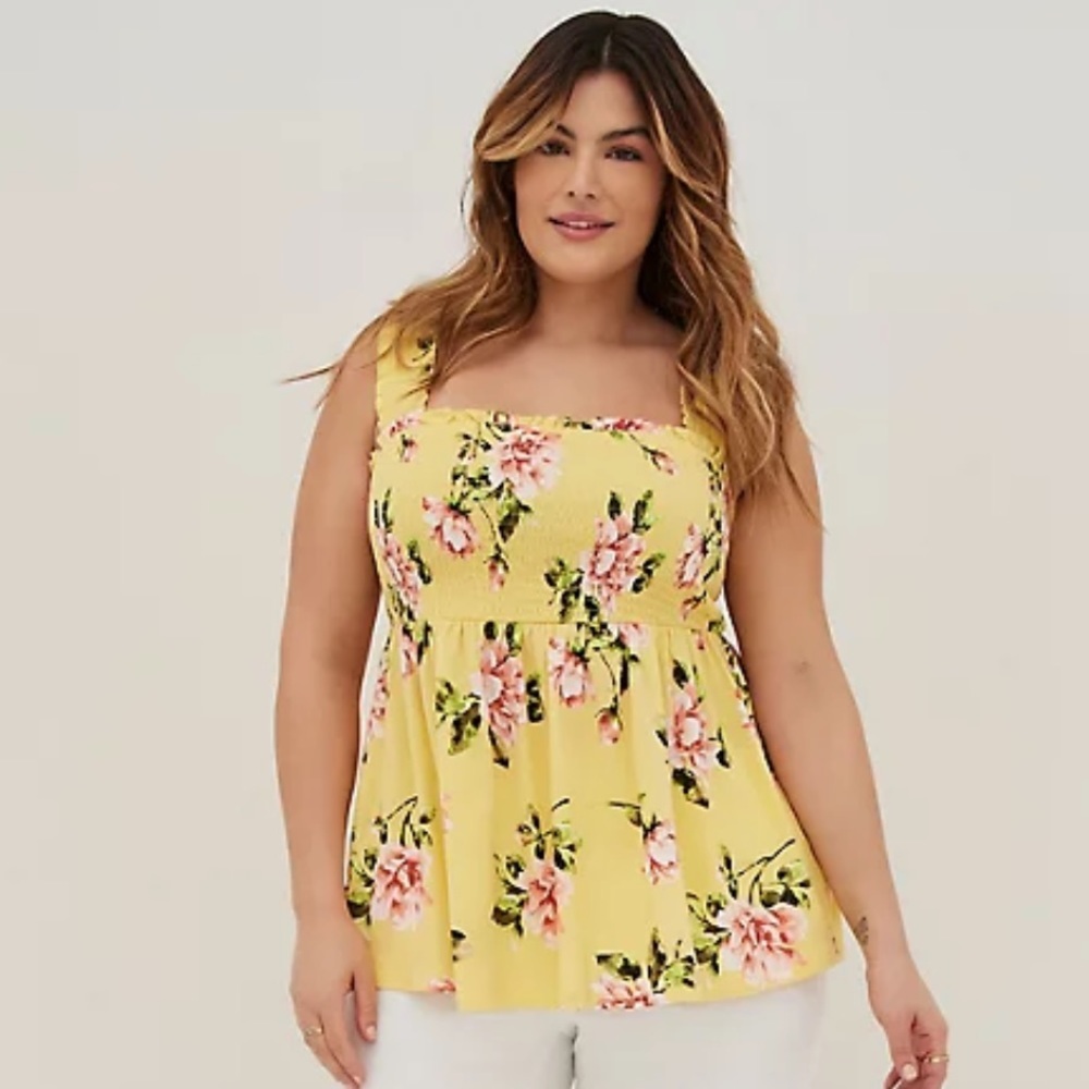 Torrid Babydoll Knit Smocked Bodice Tank